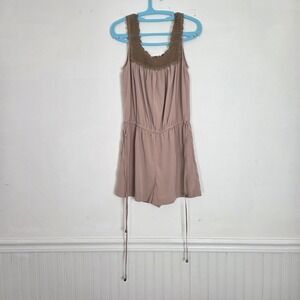 Nwt Club Monaco Nadia Jumper Pink Crochet Romper Tan Sz 6 Mrsp 168